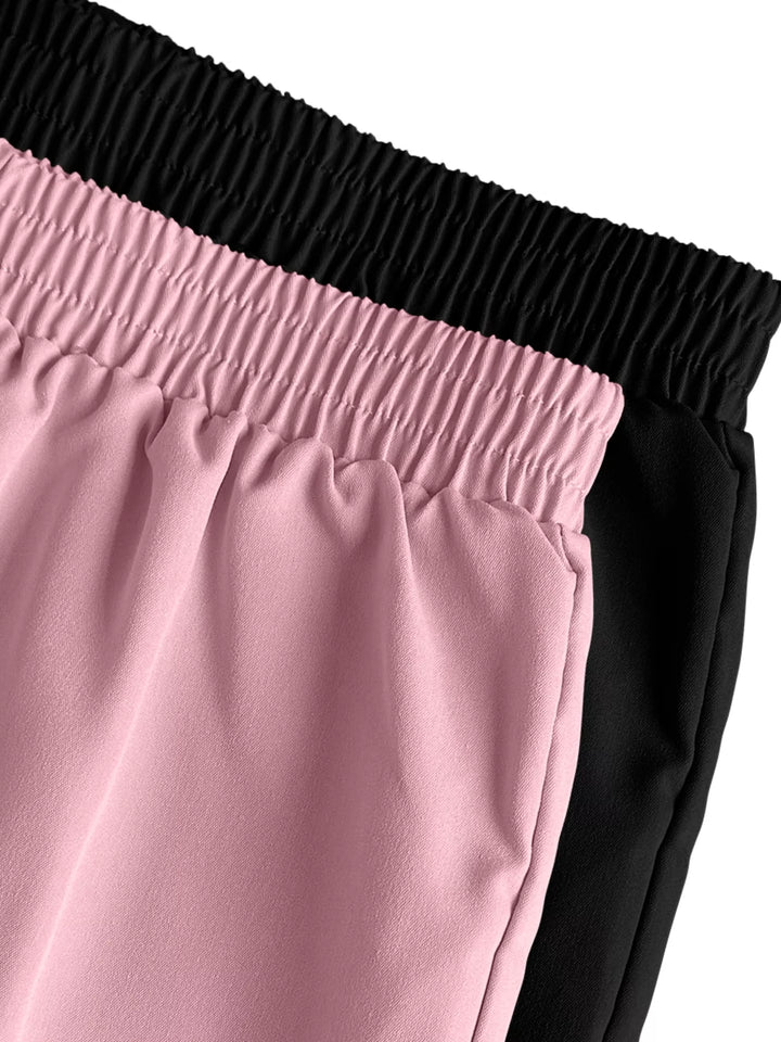 Elastic waist cargo jogger pants with flap pockets, 2-piece set