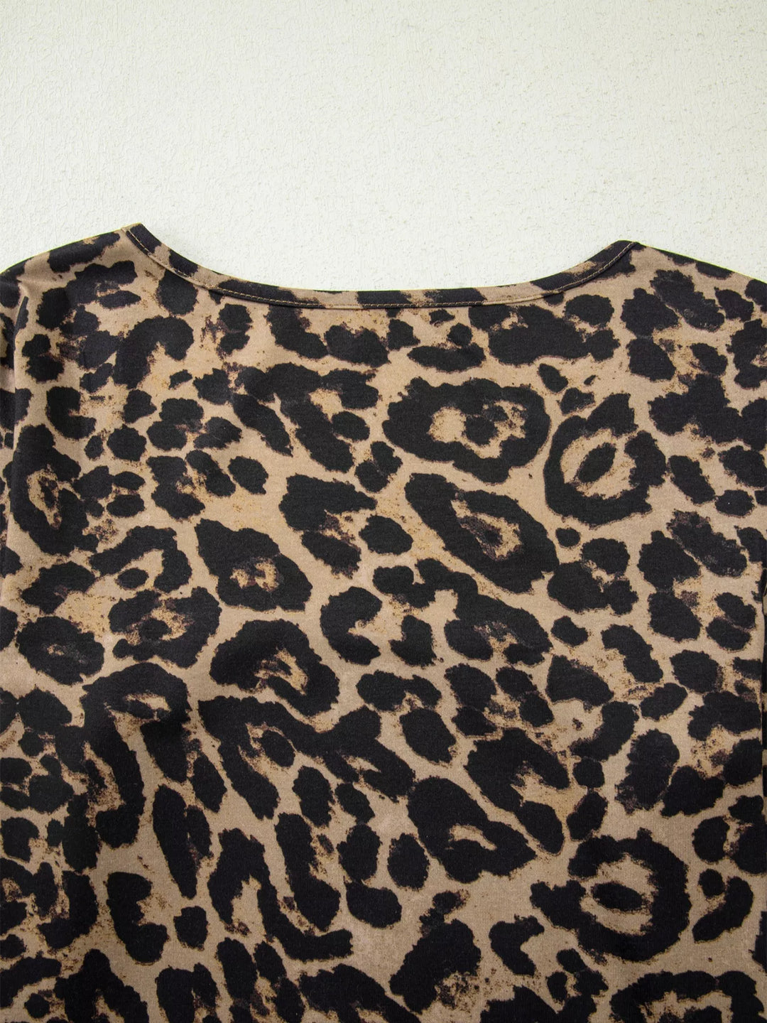 Leopard print square neck top with flared long sleeves