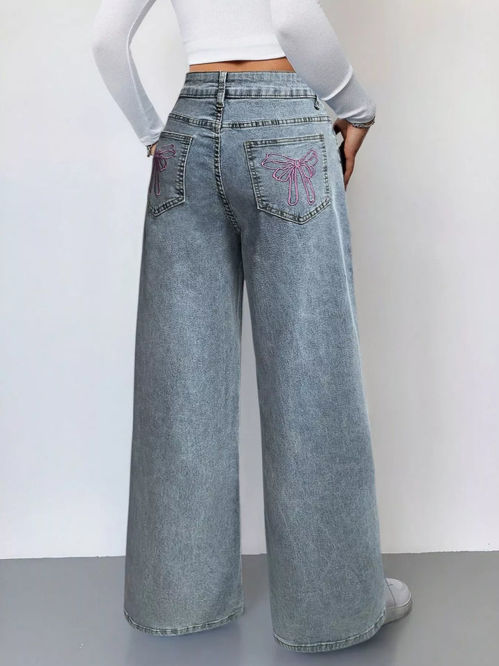 High-rise wide-leg jeans with full-length hem