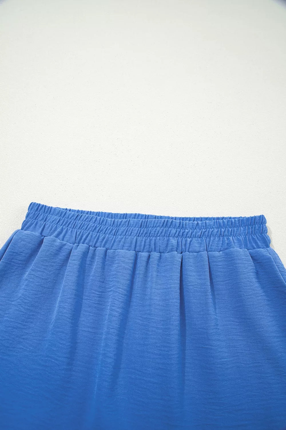 High-waist smocked flowy shorts with drawstring