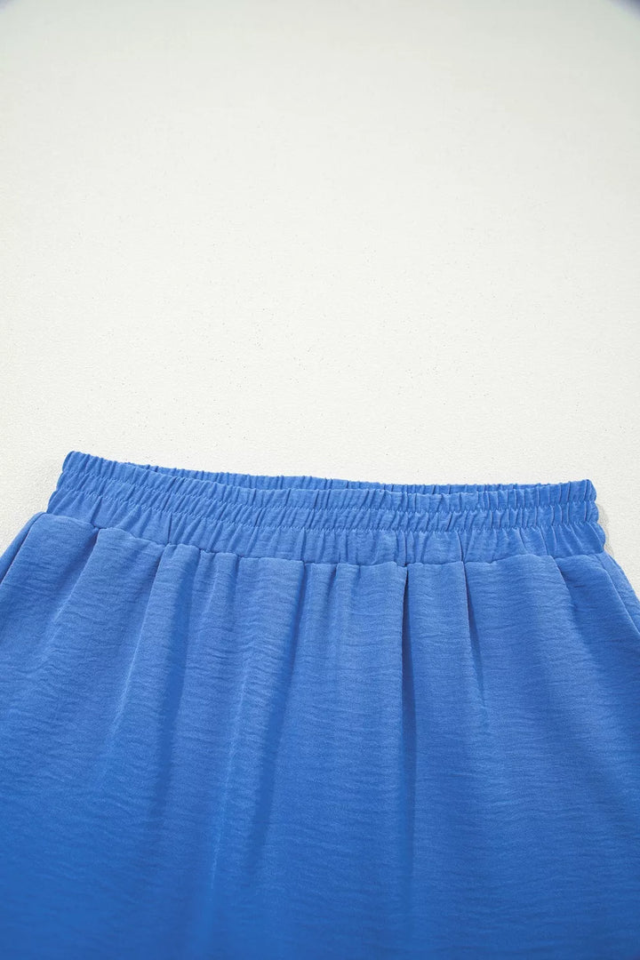 High-waist smocked flowy shorts with drawstring
