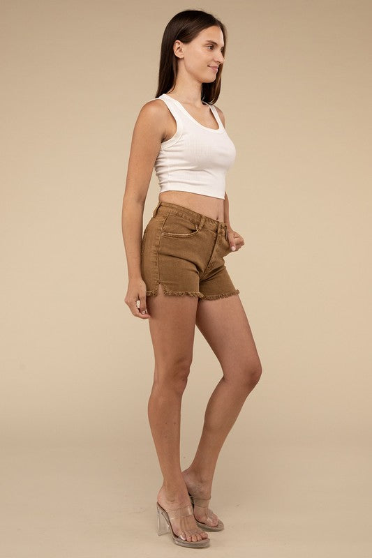 Riviera Acid Washed Frayed Cutoff Denim Shorts