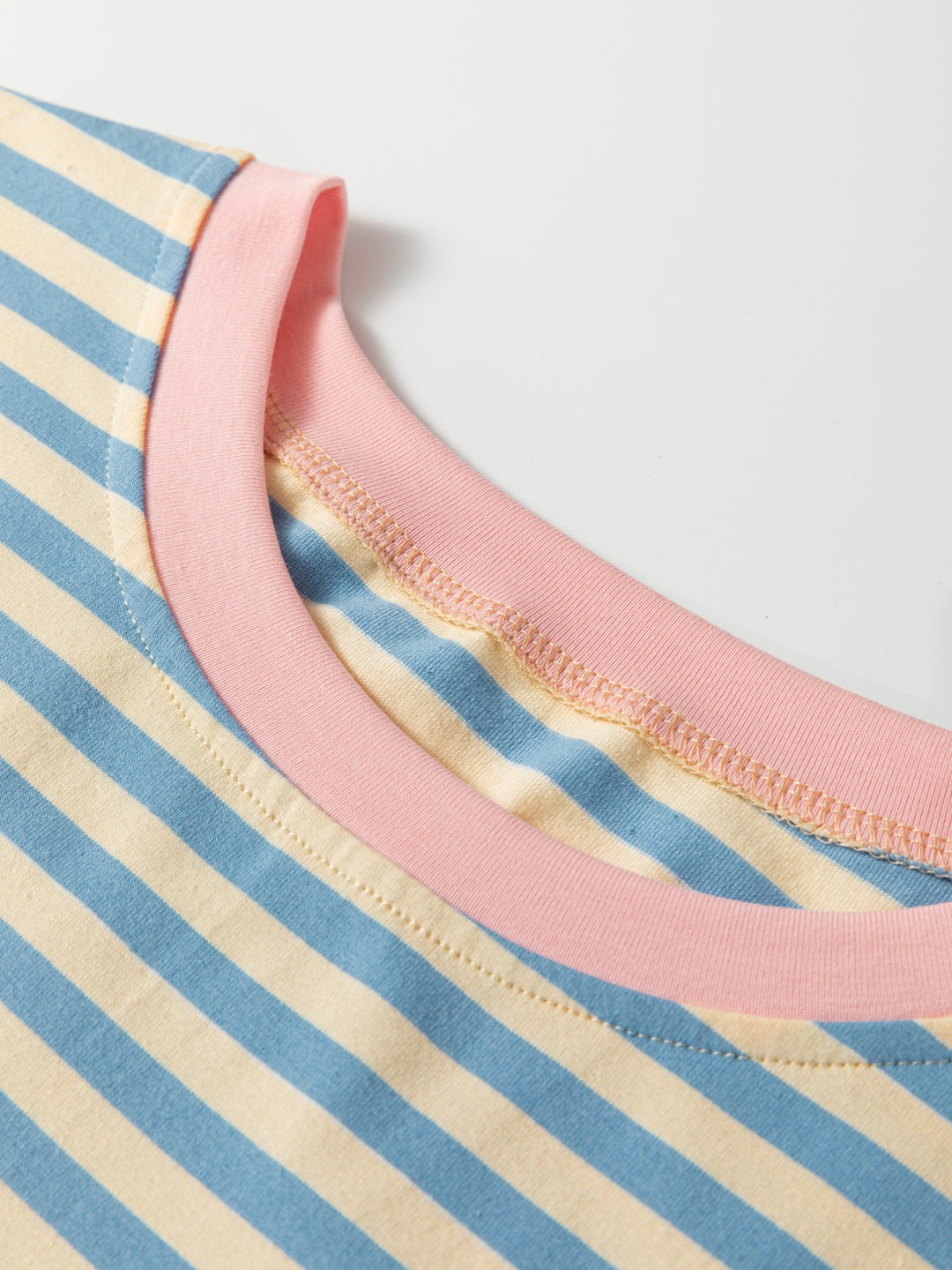 Striped oversized drop-shoulder crew neck t-shirt