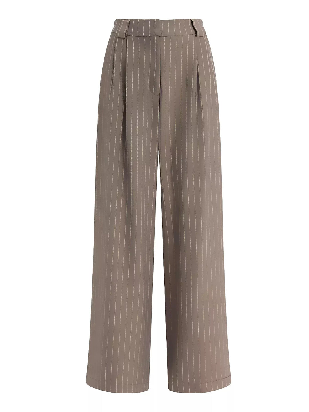 Pleated pinstripe high-rise wide-leg trousers