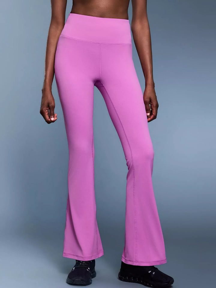 High-rise flare yoga pants with wide waistband