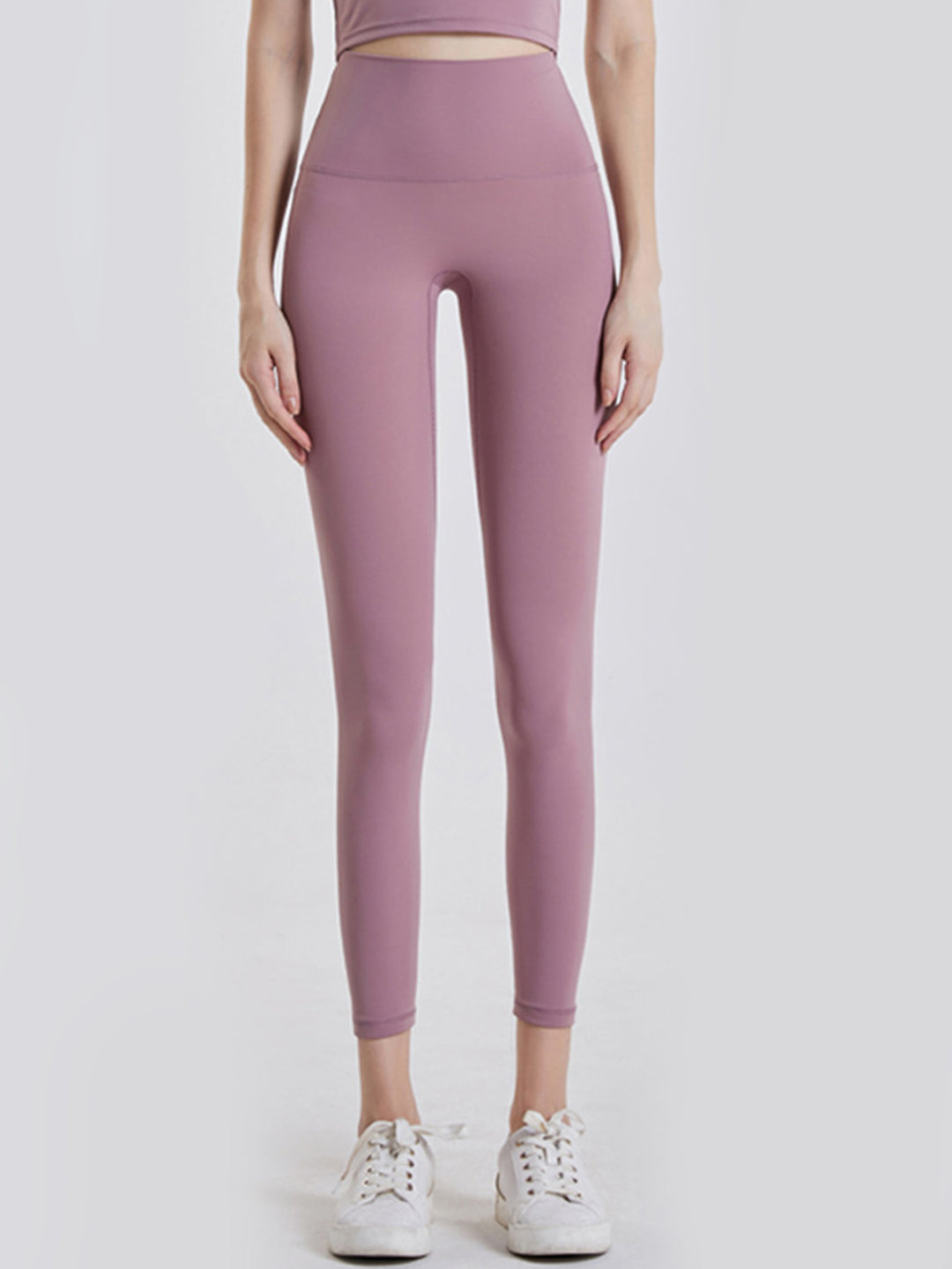Lilac High-rise sports leggings with wide yoke waistband
