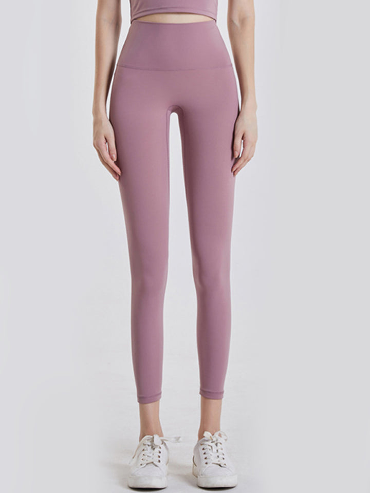 Lilac High-rise sports leggings with wide yoke waistband