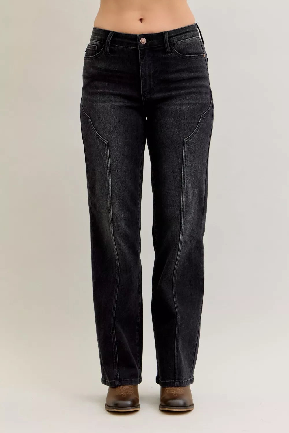 BK Mid-rise straight leg jeans with western seam detail