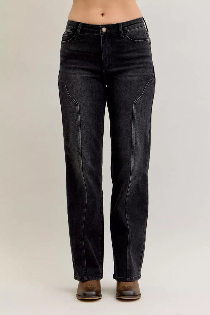 BK Mid-rise straight leg jeans with western seam detail