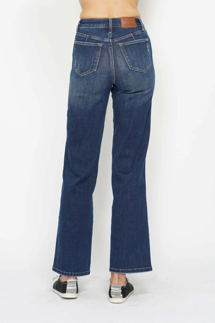 High-rise tummy control straight-leg jeans