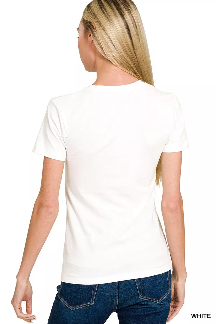 Embroidered American flag graphic crew neck tee