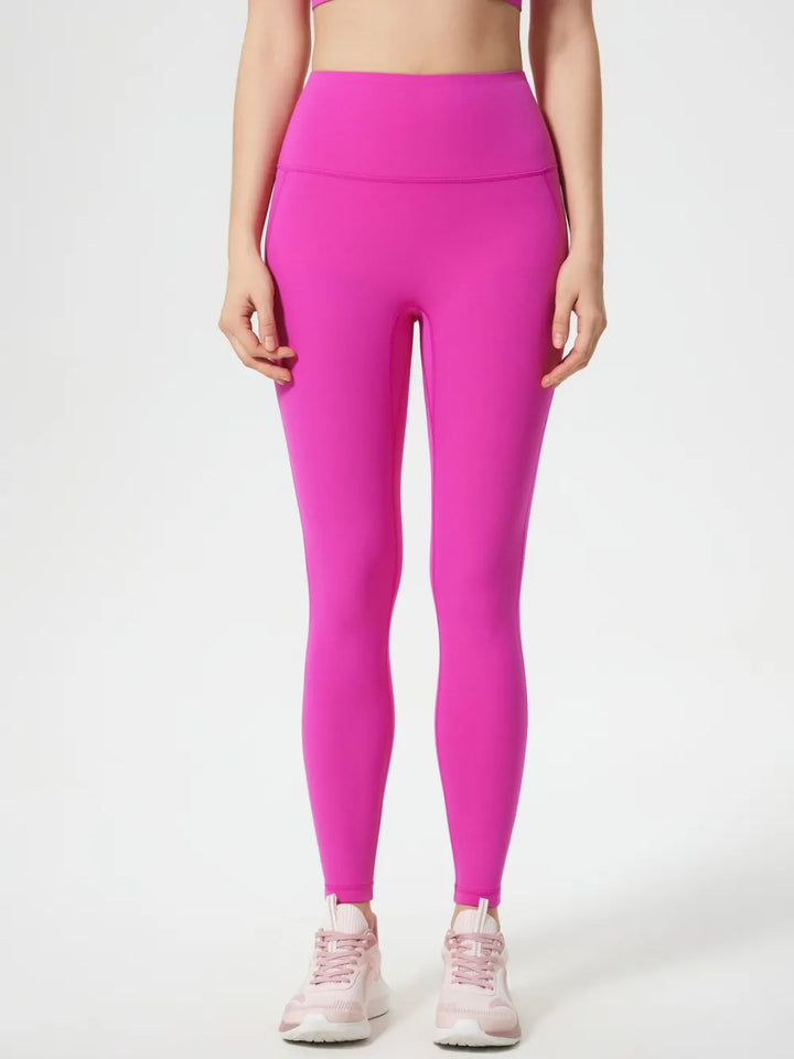 Fuchsia Pink Wide waistband high-rise active leggings