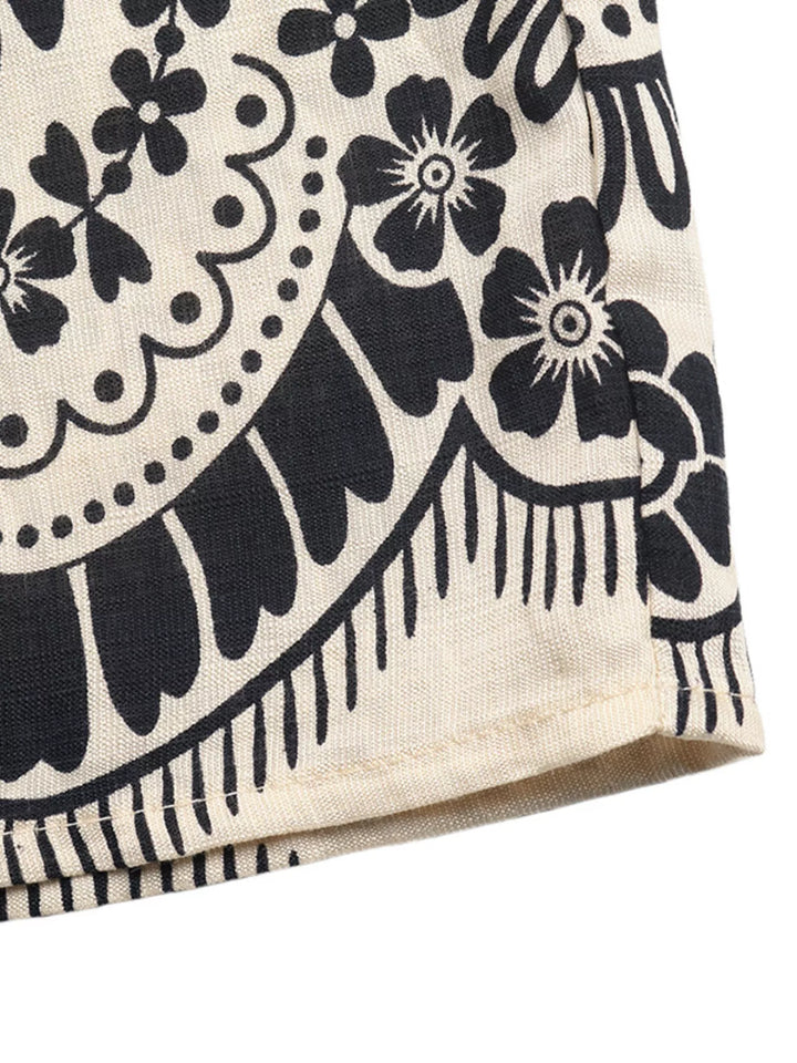 Boho medallion print wide-leg drawstring pants