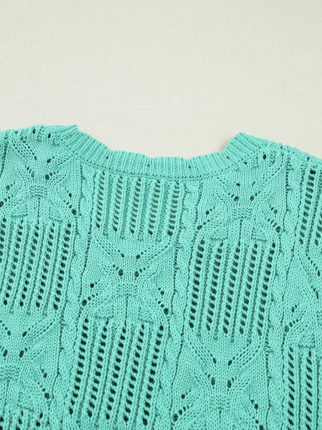 Pointelle openwork knit crop top with scalloped trim