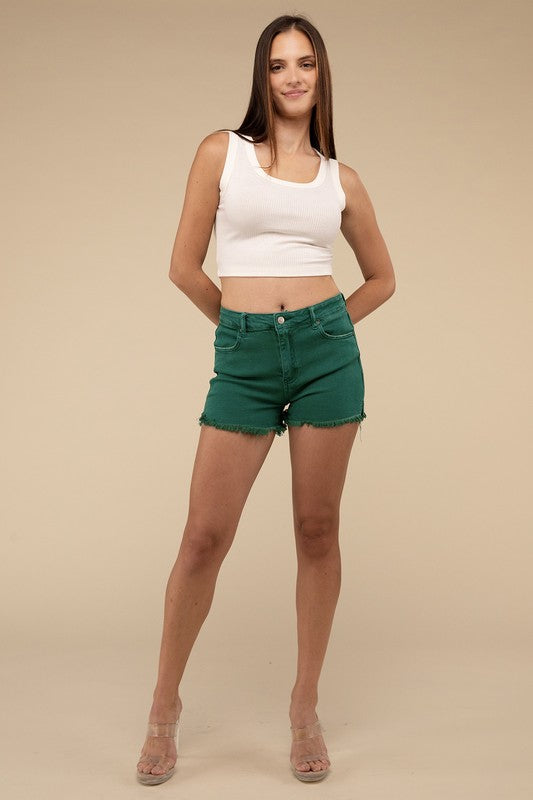 Riviera Acid Washed Frayed Cutoff Denim Shorts