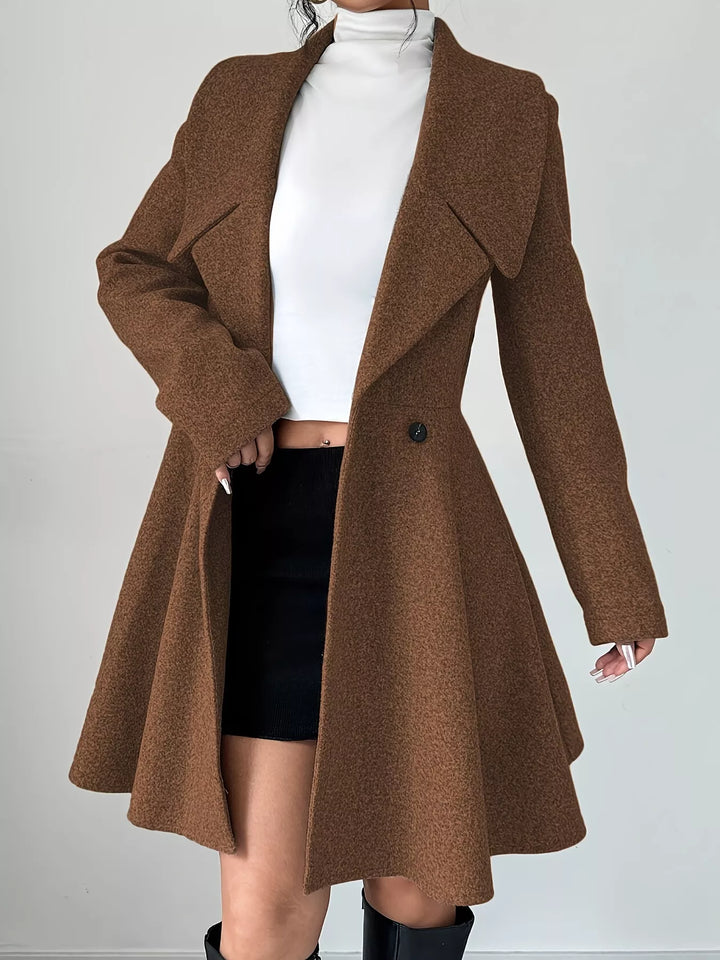 Double-breasted notch lapel fit and flare coat