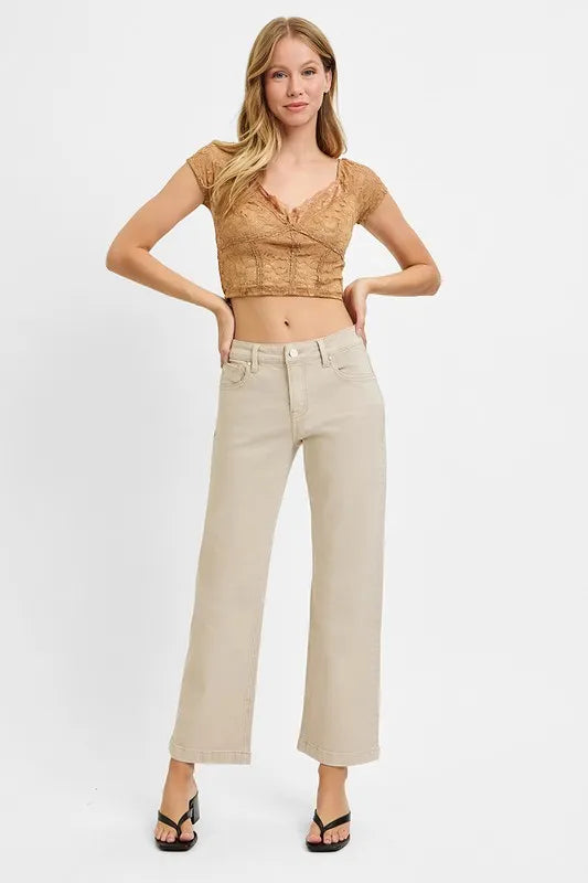 Tummy control mid-rise straight-leg ankle jeans