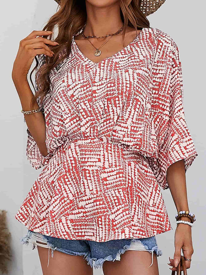 Scarlet Abstract print V-neck dolman sleeve blouse