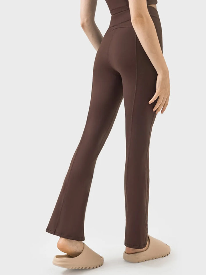 High-waist flare active pants with front zip detail