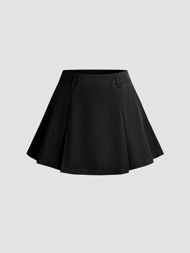 Pleated high-waist mini skirt with wide flare