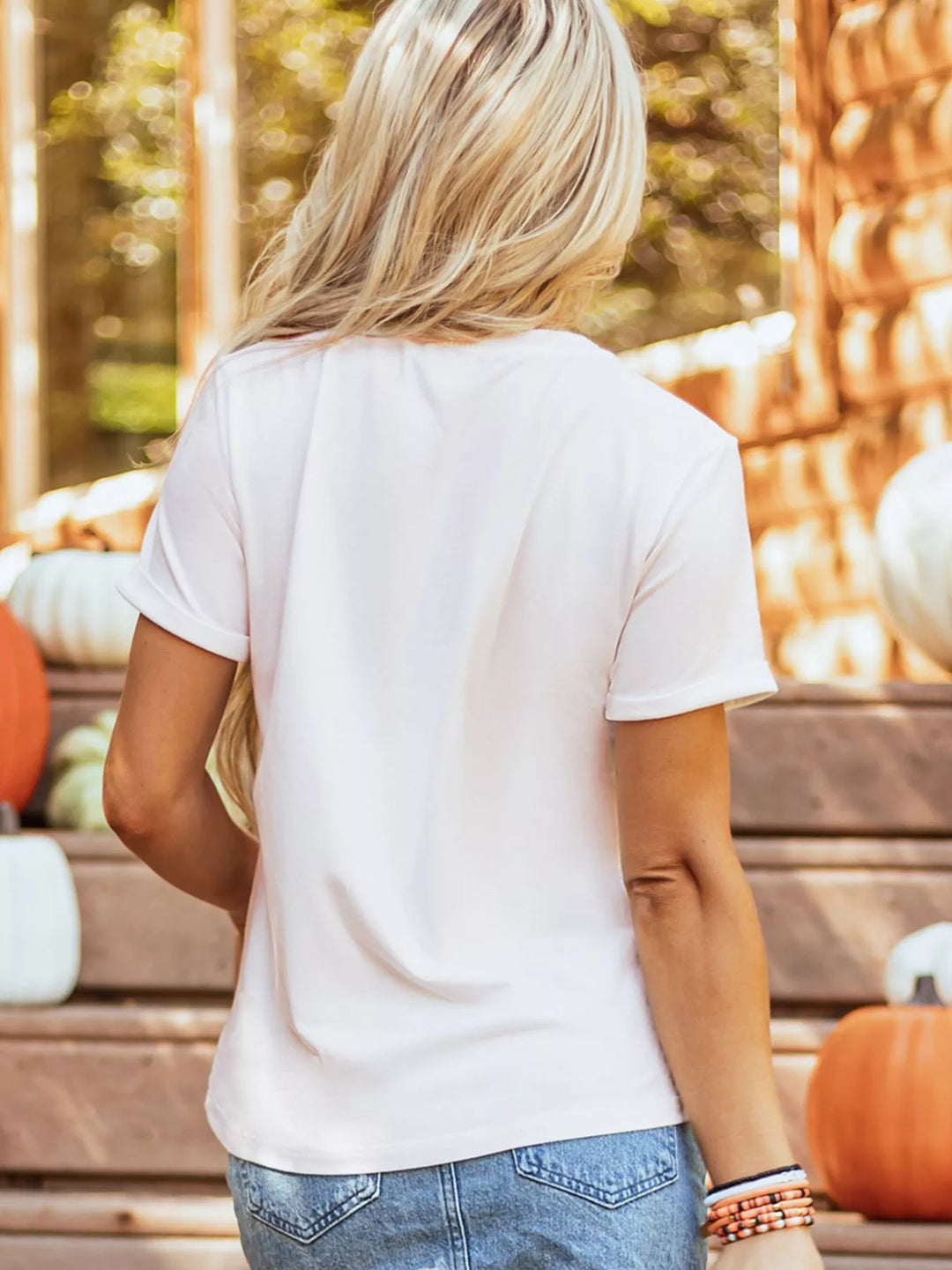 Pumpkin spice graphic short sleeve crew neck tee