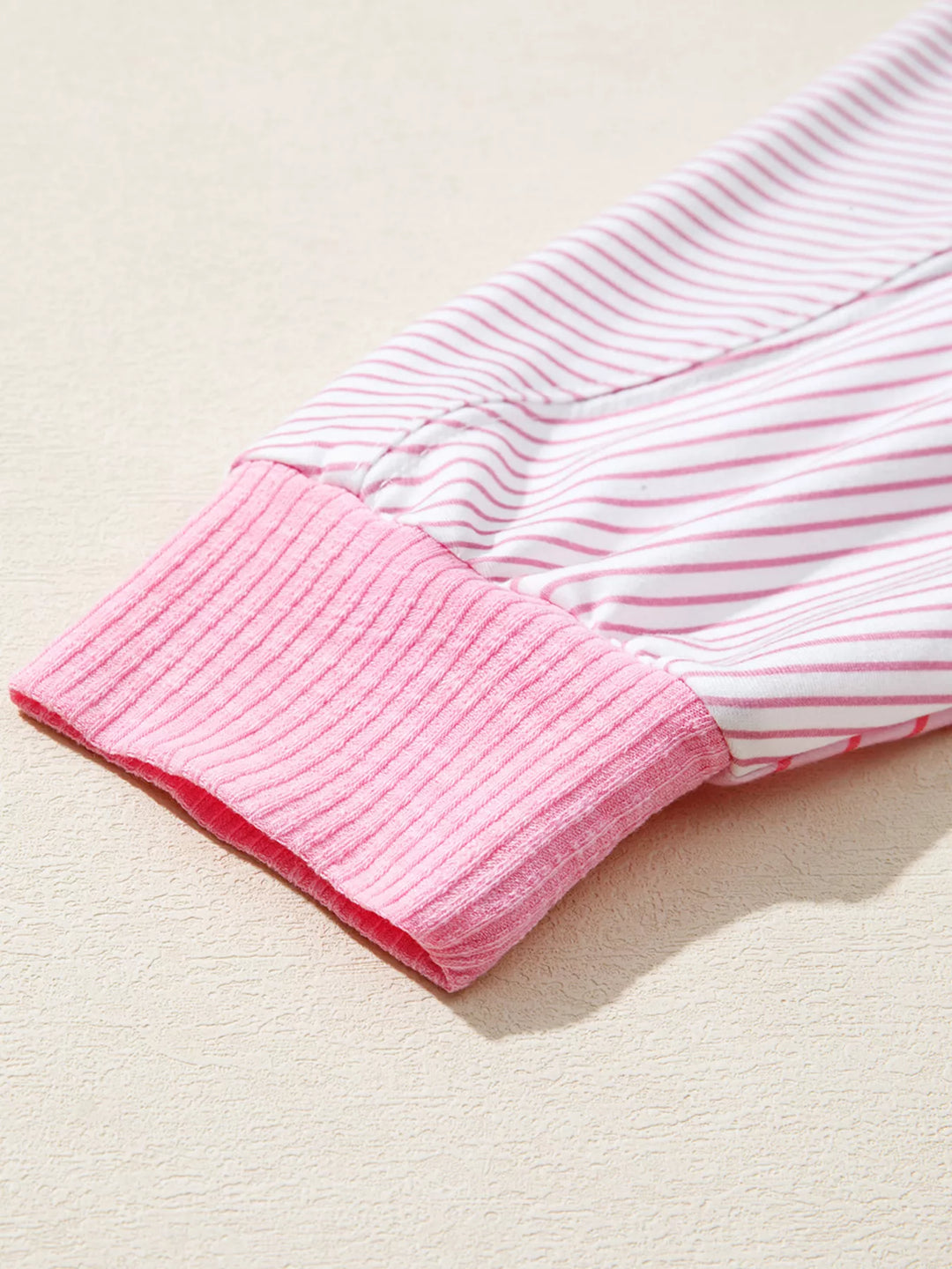 Exposed seam striped colorblock long sleeve top