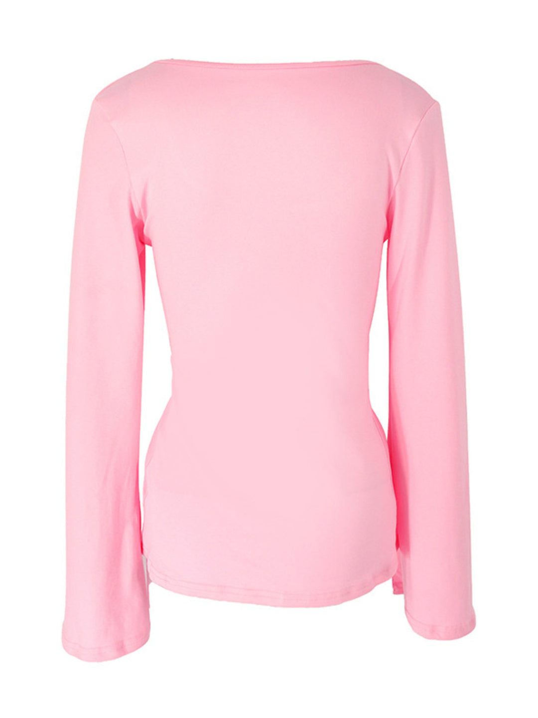 Tie-front long sleeve top with open cascading front