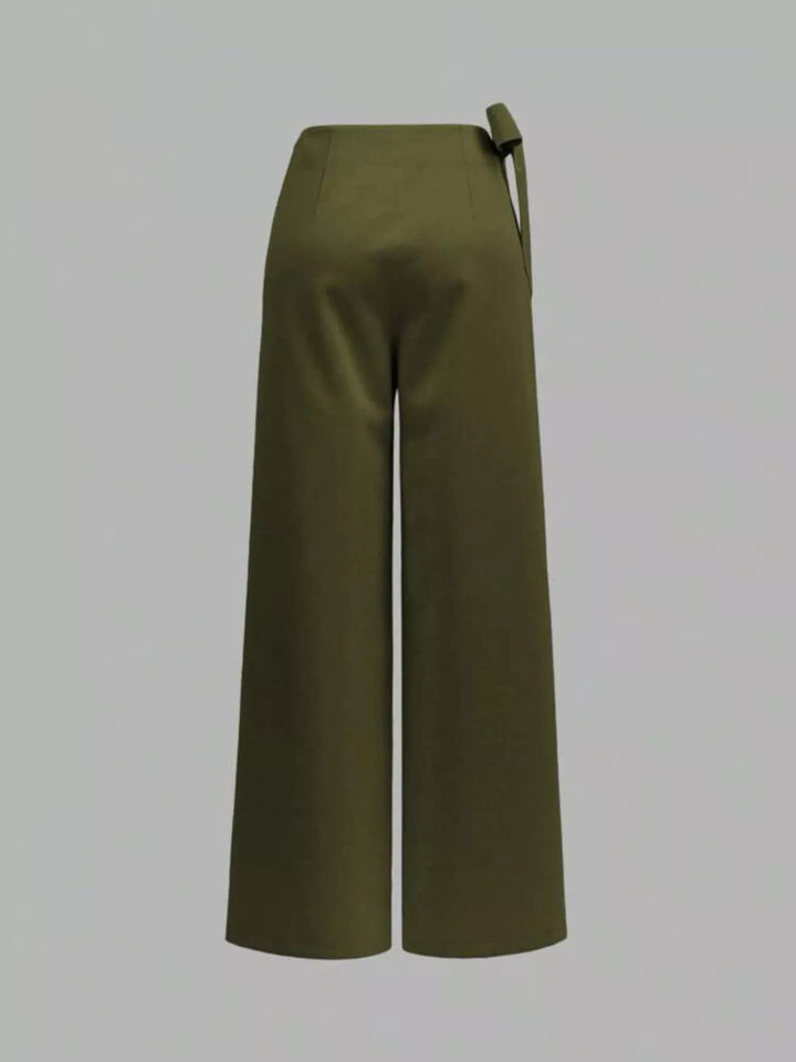 High-rise wrap front tie waist wide leg pants