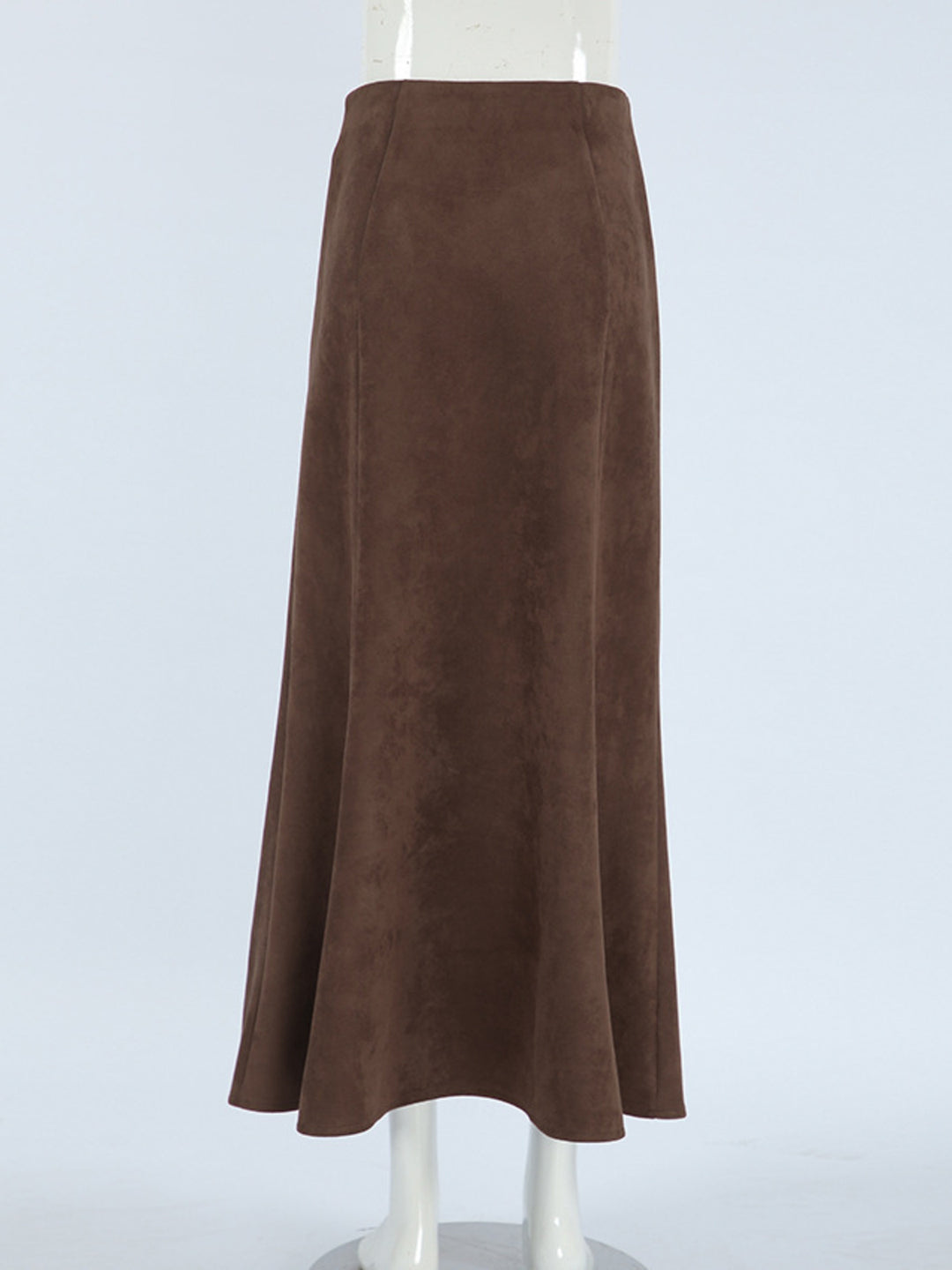 Faux suede high-waist straight midi skirt