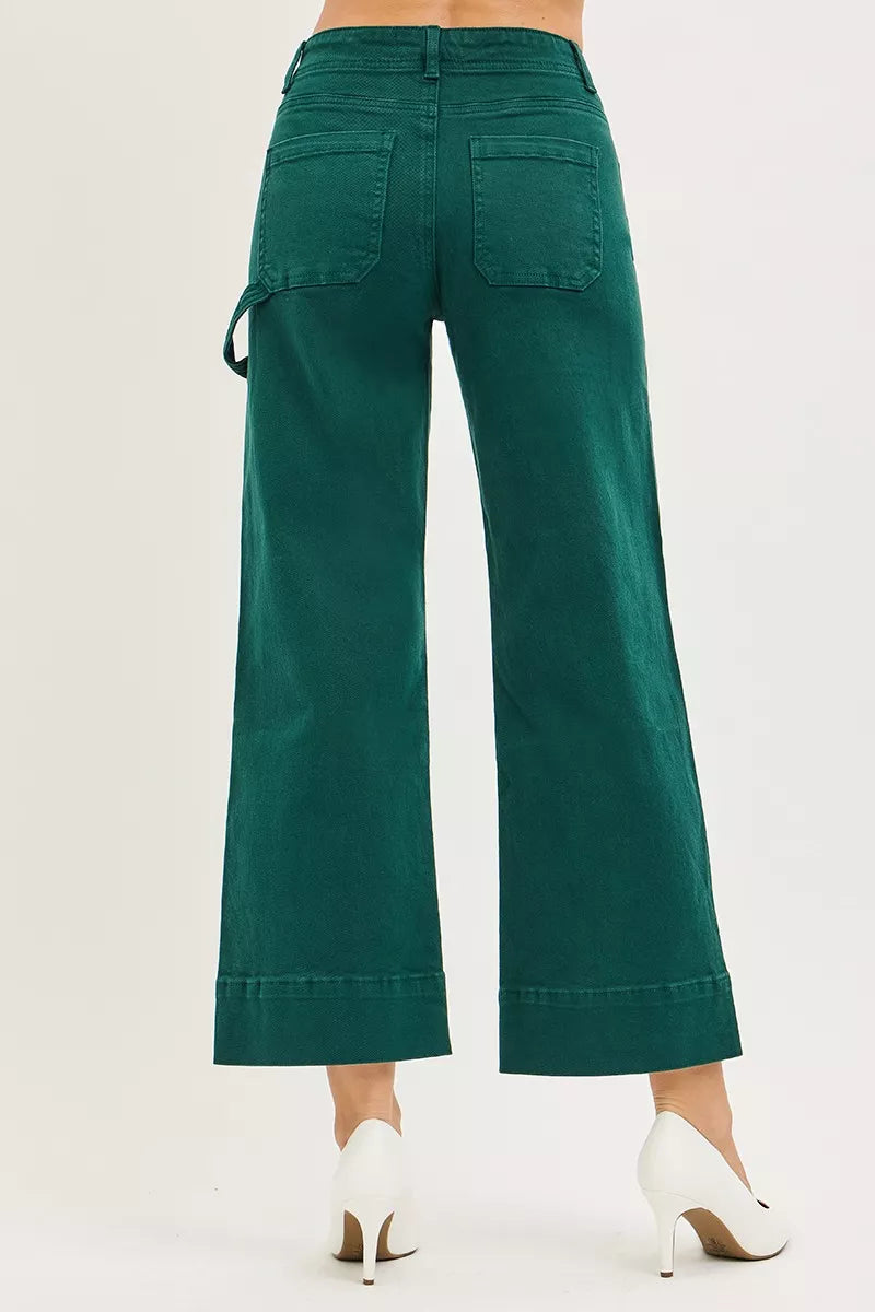 High-rise wide-leg crop pants with tummy control