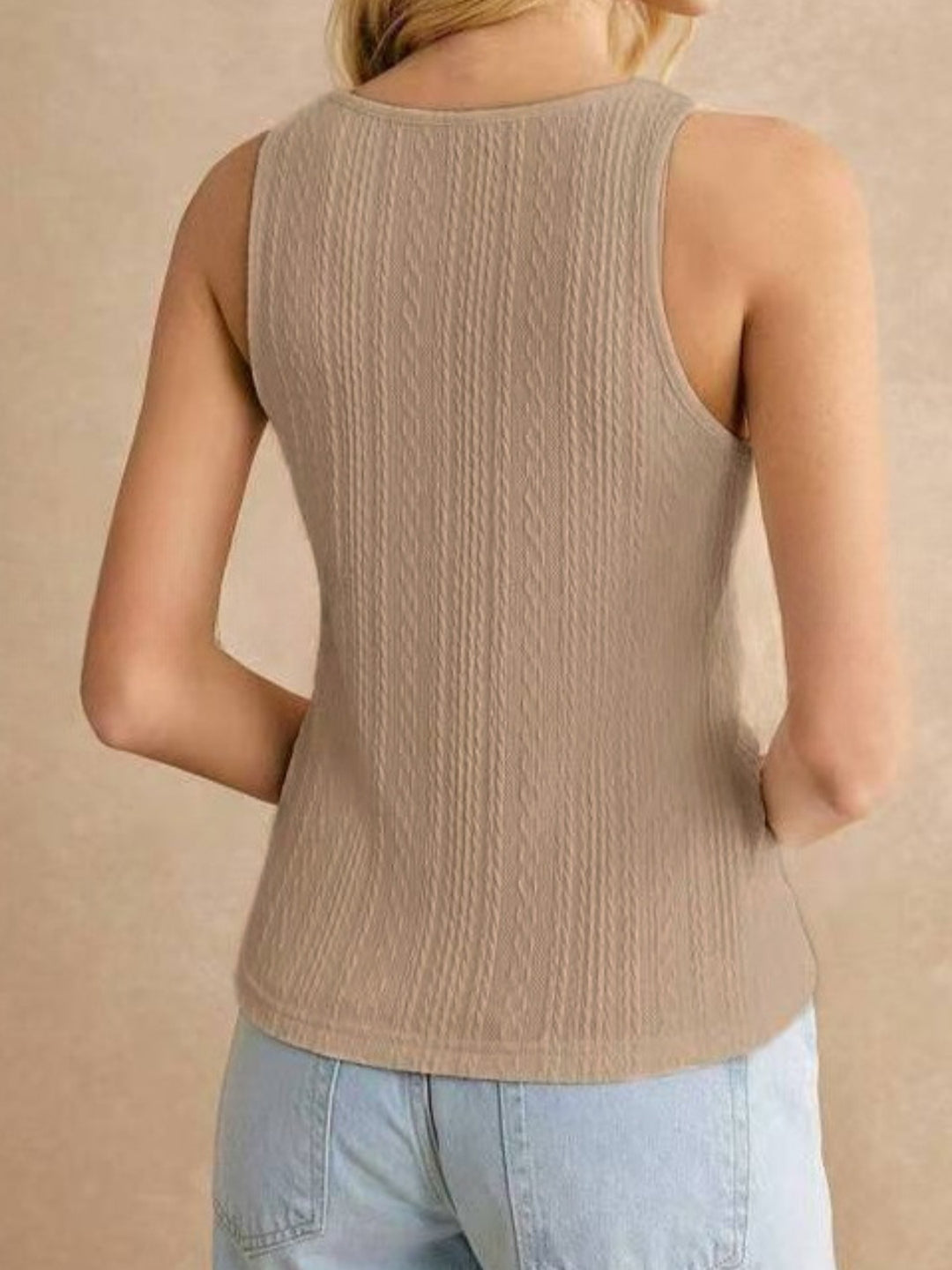 Cable knit scoop neck tank top