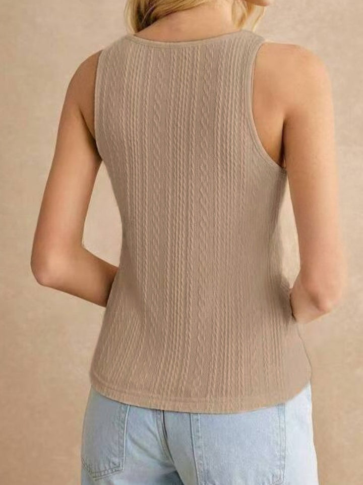 Cable knit scoop neck tank top