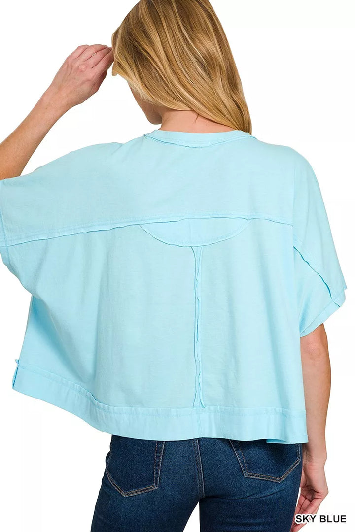 Exposed seam boxy pocket tee with drop shoulder