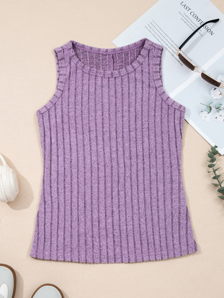 Ribbed high-neck mineral wash tank top