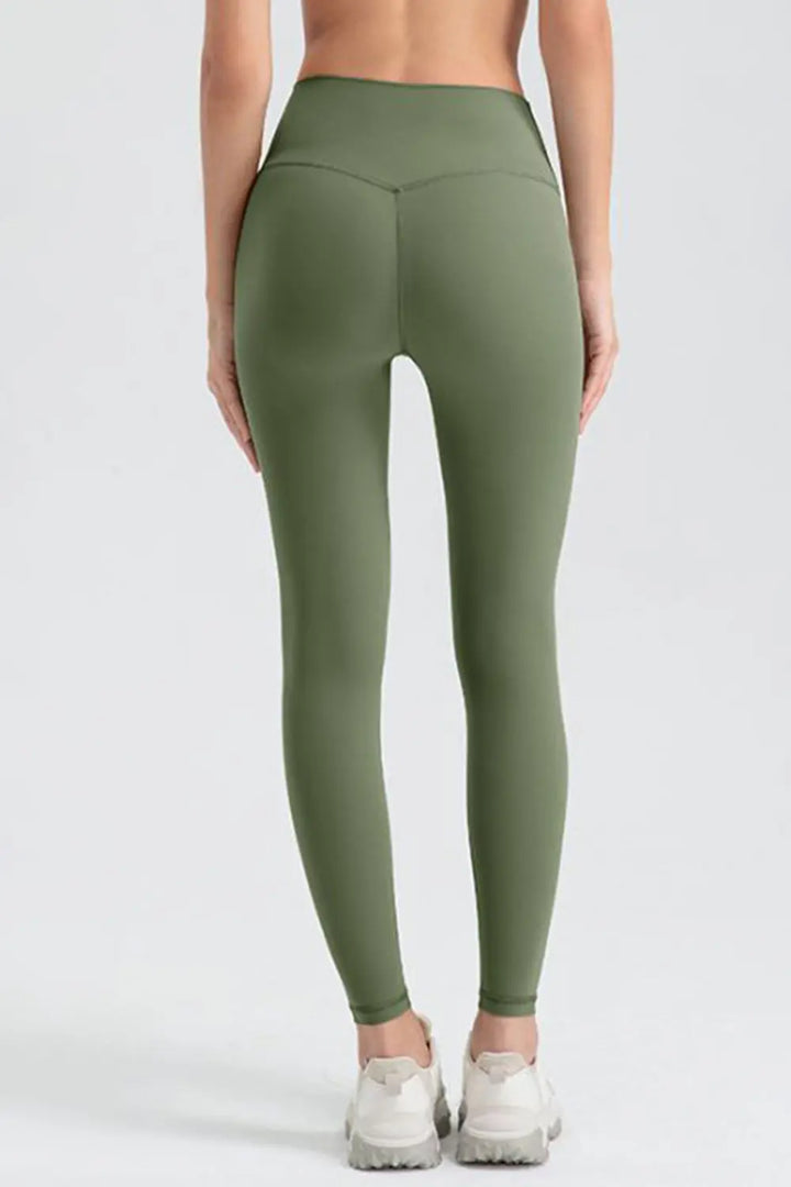 Wide waistband high-rise stretch sport leggings