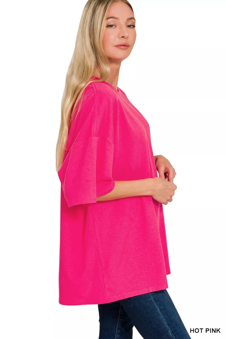 Oversized short sleeve crew neck tunic tee