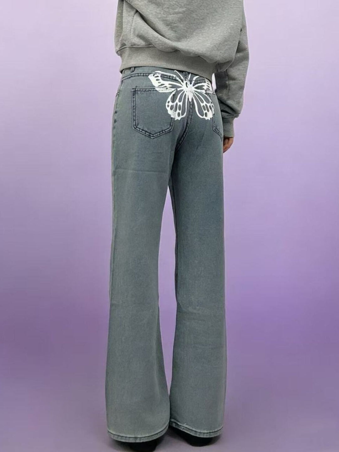 High-rise wide-leg jeans with butterfly back detail