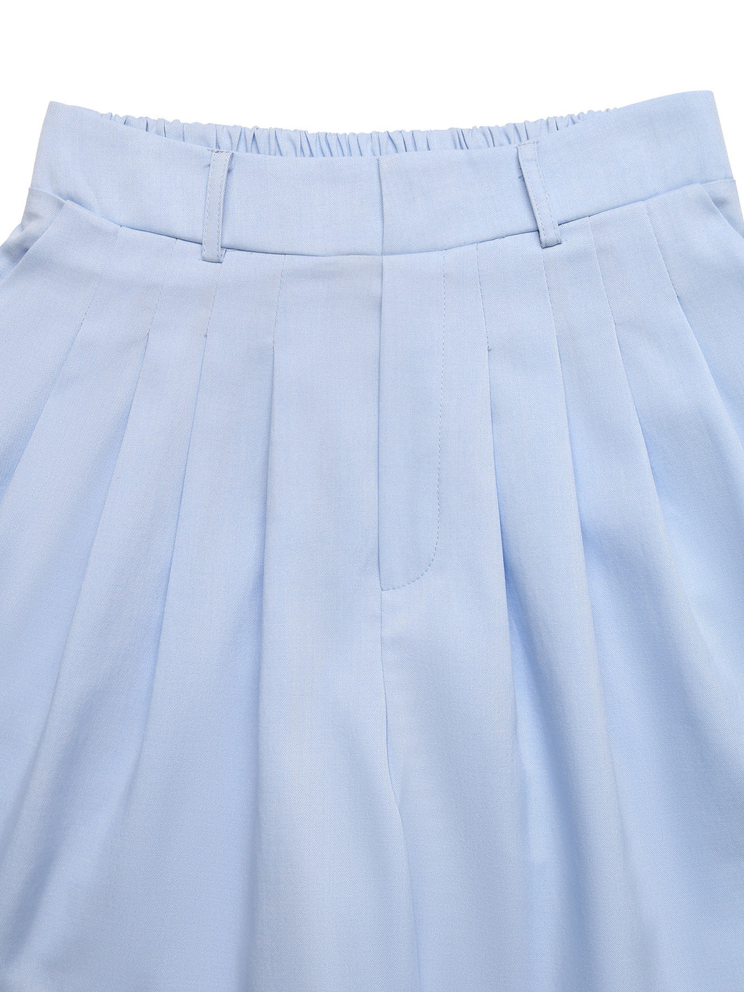 Pleated high-waisted wide-leg trouser shorts