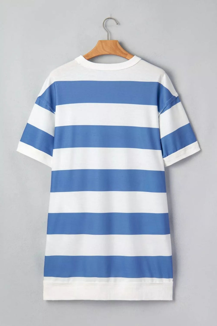 Oversized striped crew neck t-shirt mini dress
