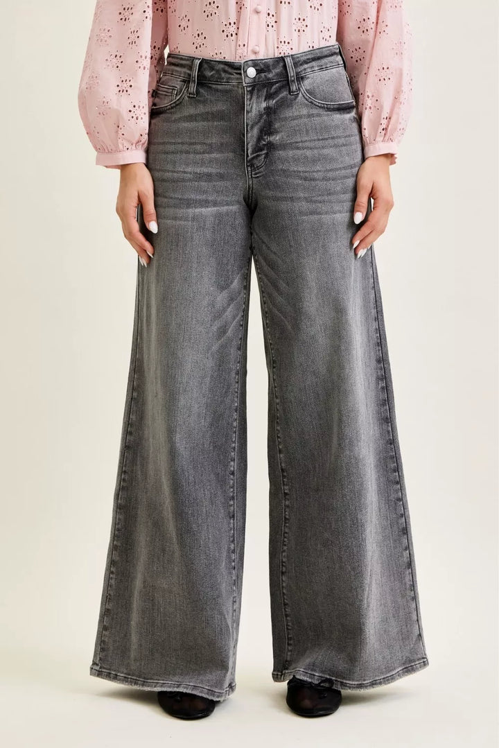 GRY Mid-rise wide-leg palazzo jeans with split back yoke