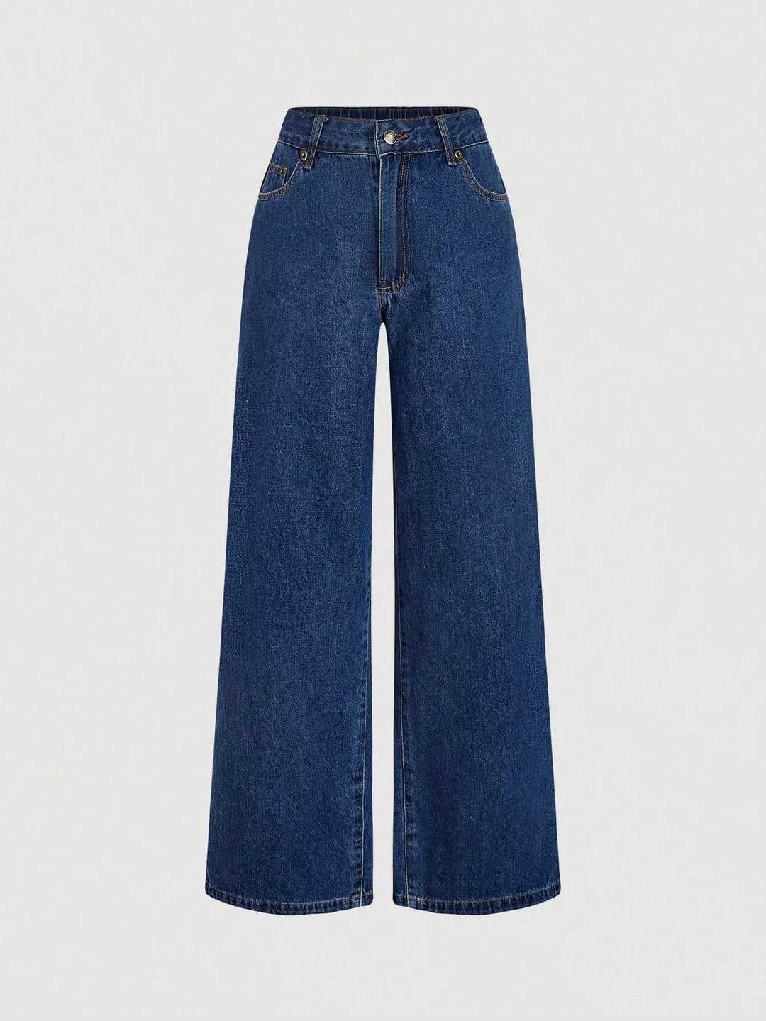 Halter denim vest and wide-leg jeans two-piece set