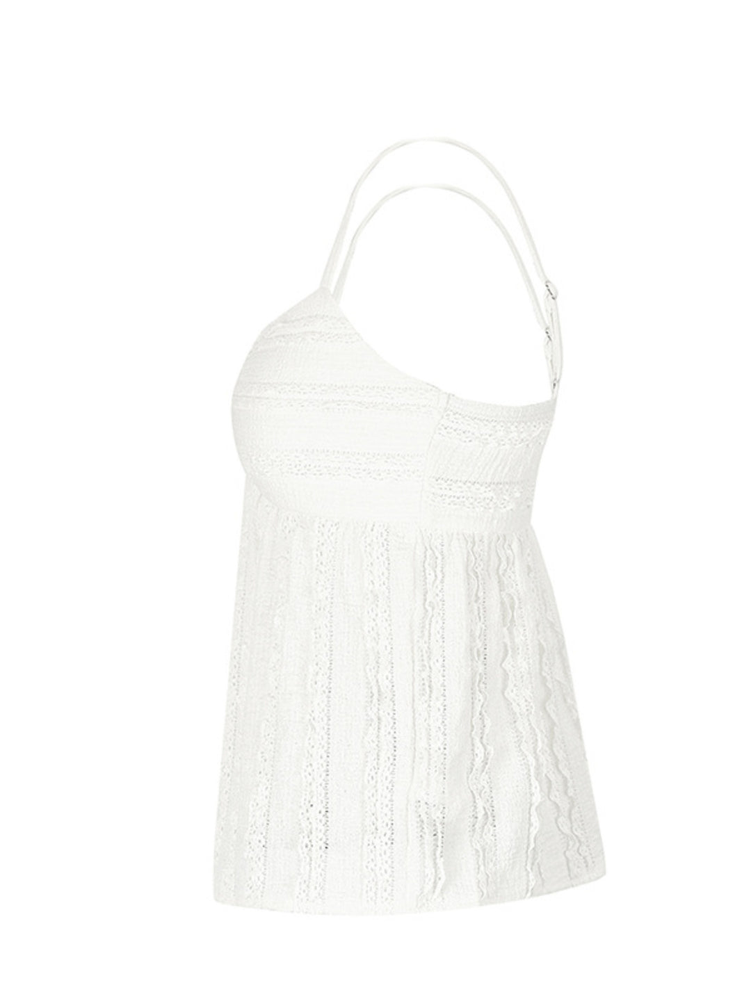 Textured ruched sweetheart neck babydoll cami