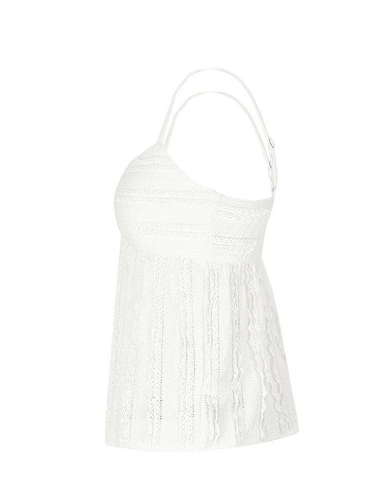 Textured ruched sweetheart neck babydoll cami