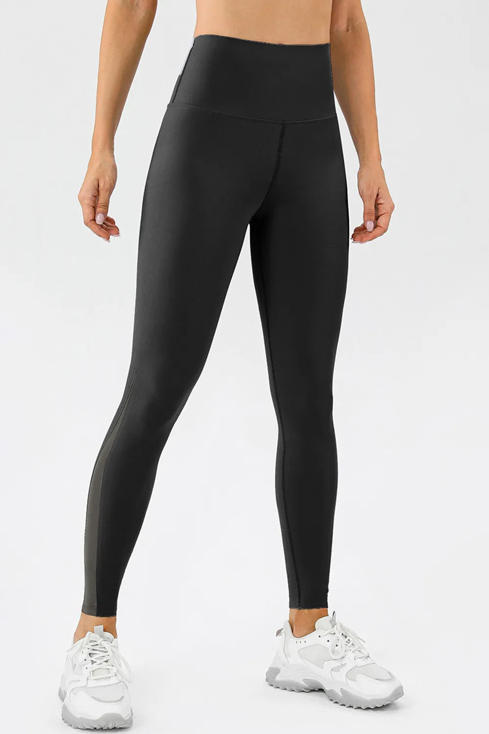 Black High-waisted skinny full-length workout leggings