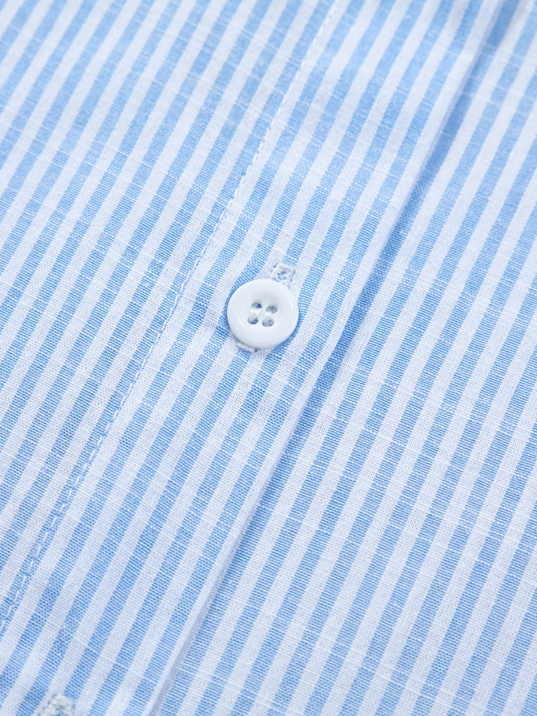 Striped short-sleeve button-down with leopard collar and cuffs