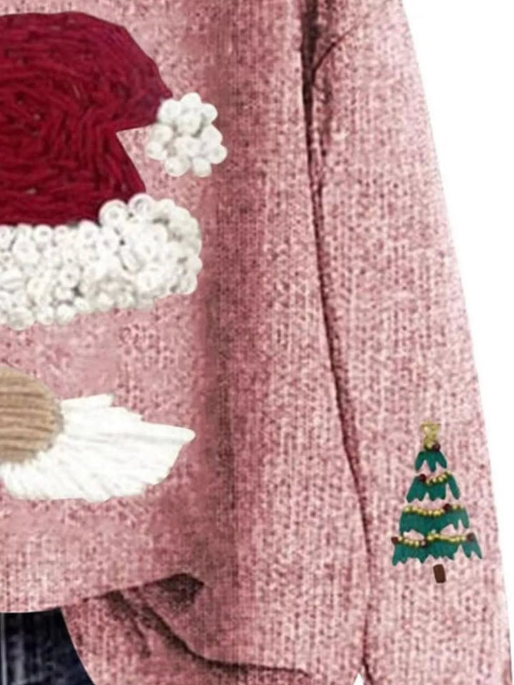 Santa graphic dropped shoulder crew neck sweater