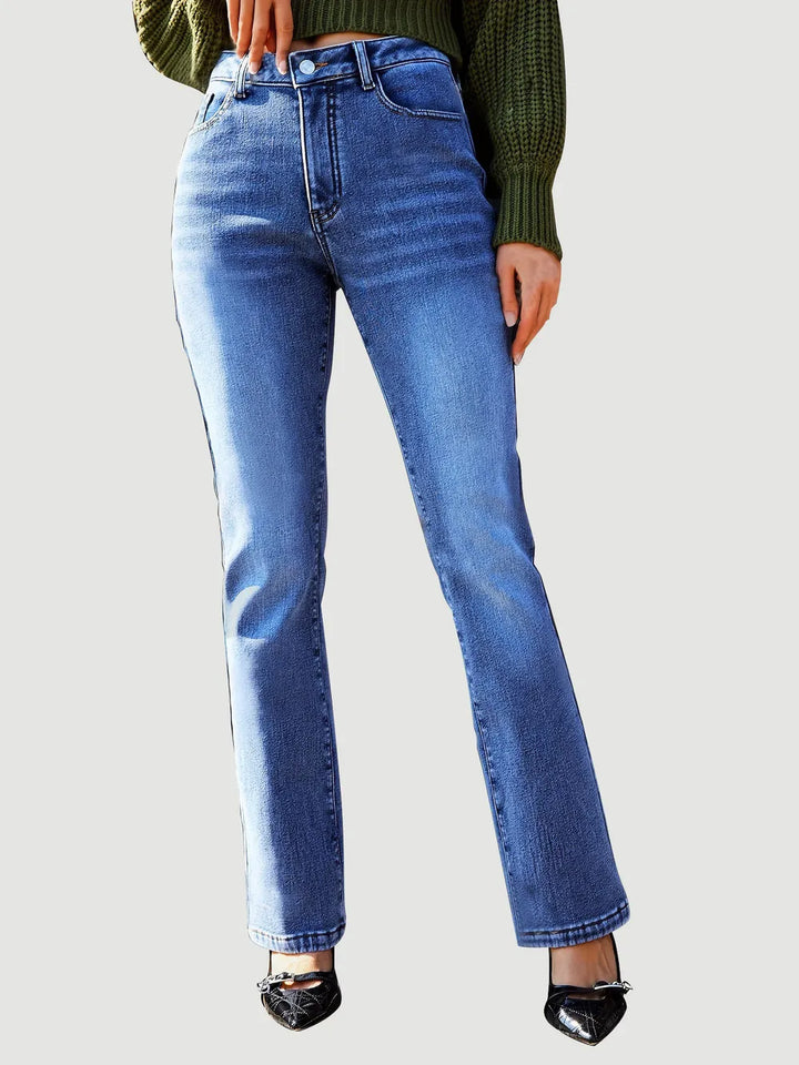 High-rise straight leg jeans with five pockets