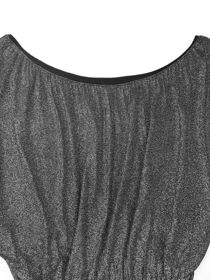Glitter knit one-shoulder wide leg jumpsuit