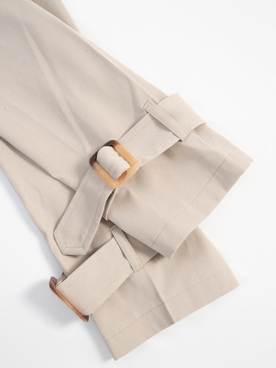 Cropped double-breasted trench jacket with belted cuffs
