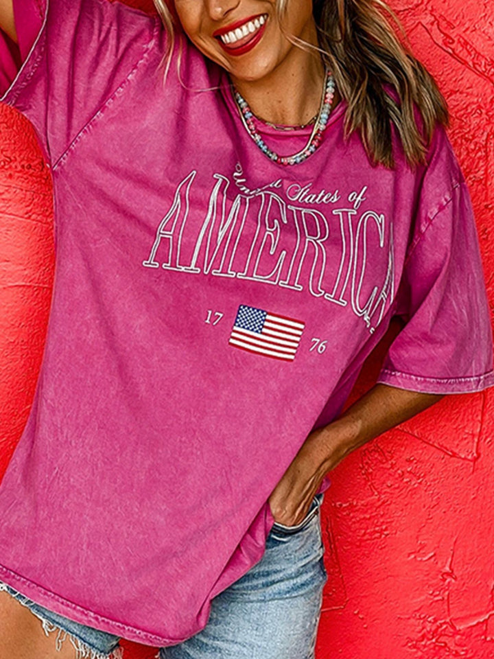 Mineral wash USA 1776 graphic oversized cotton tee